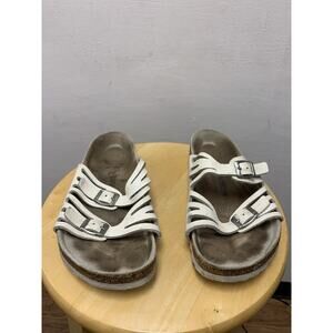 Birkenstock Betula Granada Leather Sandals Women 8 Cream Strappy Comfort Casual